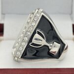 SQUARE ADD YOUR LOGO RING --- SILVER BODY, CLEAR STONES (Item #58-225) - Image 2