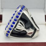 ROUND ADD YOUR LOGO RING --- SILVER BODY, BLUE STONES (Item #58-217) - Image 2
