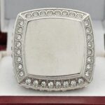SQUARE ADD YOUR LOGO RING --- SILVER BODY, CLEAR STONES, 2 ENGRAVABLE SIDES (Item #58-201) - Image 3