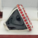 ROUND ADD YOUR LOGO RING --- SILVER BODY, RED STONES, 2 ENGRAVABLE SIDES (Item #58-185) - Image 4