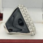 SQUARE ADD YOUR LOGO FINALIST RING --- SILVER BODY, CLEAR STONES, 2 ENGRAVABLE SIDES (Item #58-177) - Image 4