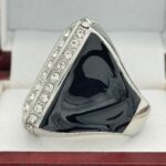 SQUARE ADD YOUR LOGO FINALIST RING --- SILVER BODY, CLEAR STONES, 2 ENGRAVABLE SIDES (Item #58-177) - Image 2