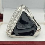 ROUND ADD YOUR LOGO FINALIST RING --- SILVER BODY, CLEAR STONES, 2 ENGRAVABLE SIDES (Item #58-165) - Image 2