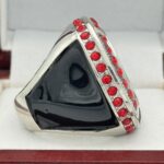 ROUND ADD YOUR LOGO FINALIST RING --- SILVER BODY, RED STONES, 2 ENGRAVABLE SIDES (Item #58-161) - Image 4