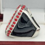 ROUND ADD YOUR LOGO FINALIST RING --- SILVER BODY, RED STONES, 2 ENGRAVABLE SIDES (Item #58-161) - Image 2