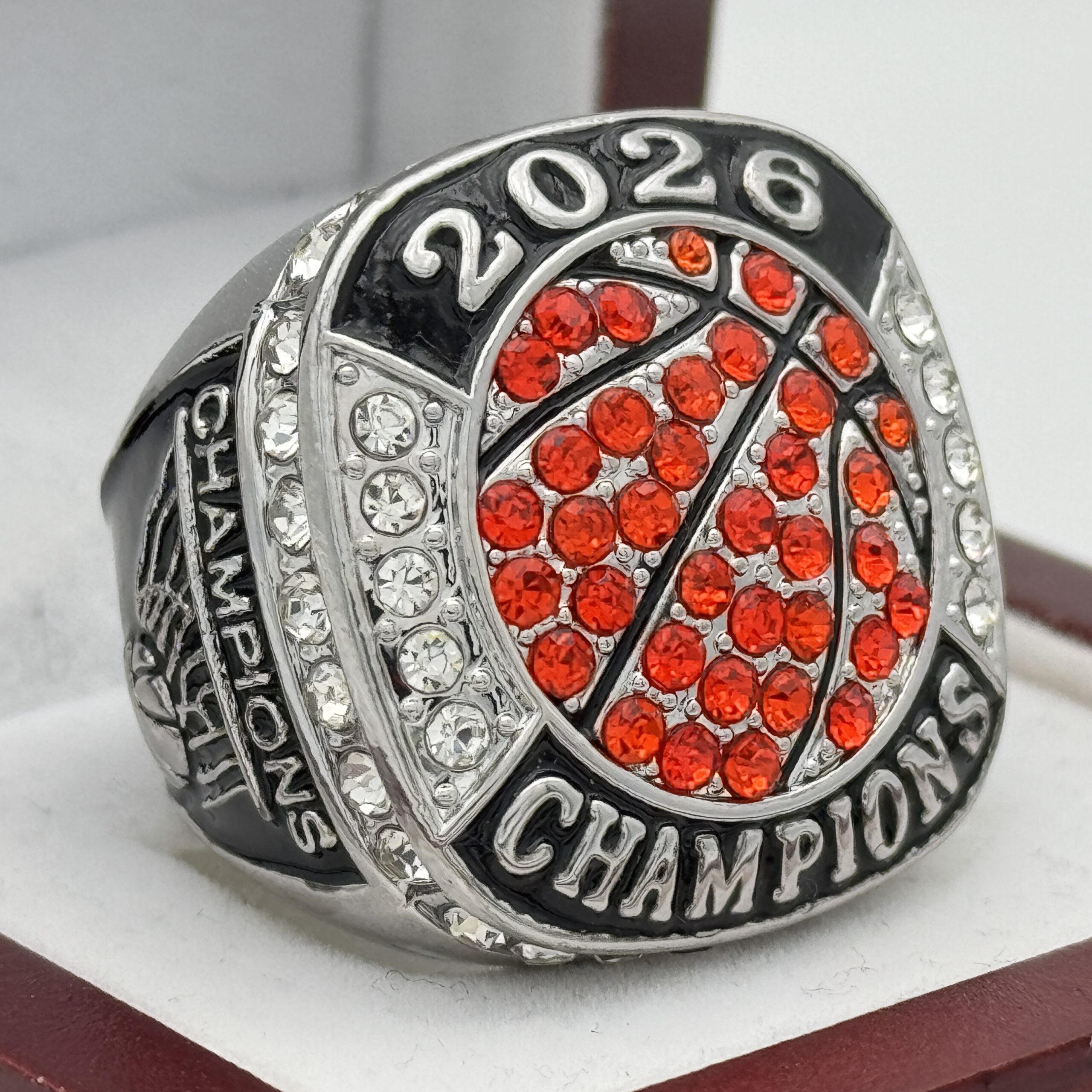 IMG_4235 BASKETBALL 2026 CHAMPIONS RING --- SILVER, WITH STONES (Item #54-53) - Image 1