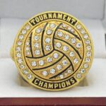SPINNER VOLLEYBALL CHAMPION RING --- GOLD BODY, CLEAR STONES (Item #56-100) - Image 3