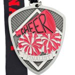 CHEER FINALIST MEDAL --- SILVER, PINK PAINT (Item #64-121)