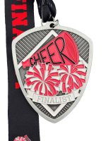 CHEER FINALIST MEDAL --- SILVER, PINK PAINT (Item #64-121)