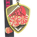 CHEER PARTICIPATION MEDAL --- SILVER, PINK PAINT (Item #64-197)