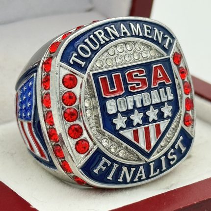 USA FINALIST RING --- SILVER BODY, RED STONES, OFFICIAL LOGO (Item #39-01)