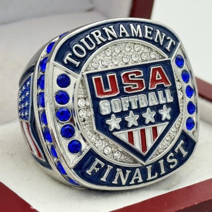 USA FINALIST RING --- SILVER BODY, BLUE STONES, OFFICIAL LOGO (Item #39-09)