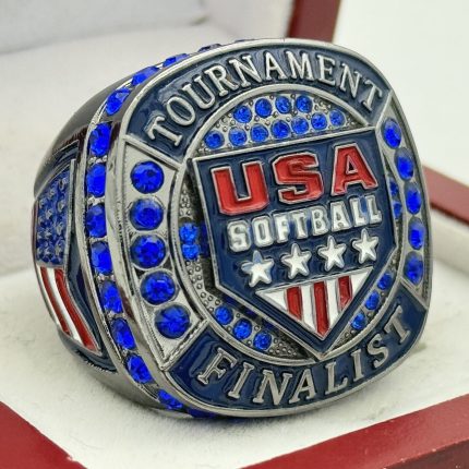 USAS FINALIST RING --- GUNMETAL BODY, BLUE STONES (Item #39-29)