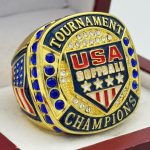 USAS CHAMPION RING --- GOLD BODY, BLUE STONES (Item #39-12)