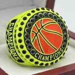 BASKETBALL CHAMPION RING --- NEON YELLOW, PAINTED BALL (Item #52-76)