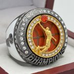 SLAM DUNK BASKETBALL CHAMPION RING --- GUN METAL BODY, CLEAR STONES (Item #52-92)