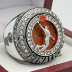 SLAM DUNK BASKETBALL FINALIST RING --- GUN METAL BODY, CLEAR STONES (Item #52-89)