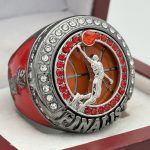 SLAM DUNK BASKETBALL FINALIST RING --- GUN METAL BODY, RED STONES (Item #52-81)