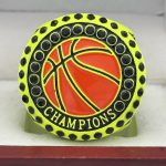 BASKETBALL CHAMPION RING --- NEON YELLOW, PAINTED BALL (Item #52-76) - Image 3