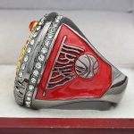 SLAM DUNK BASKETBALL CHAMPION RING --- GUN METAL BODY, RED STONES (Item #52-84) - Image 2
