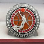 SLAM DUNK BASKETBALL FINALIST RING --- GUN METAL BODY, RED STONES (Item #52-81) - Image 3