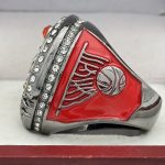 SLAM DUNK BASKETBALL FINALIST RING --- GUN METAL BODY, RED STONES (Item #52-81) - Image 2