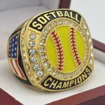 SOFTBALL CHAMPION RING --- GOLD BODY, PAINTED BALL (Item #31-64)