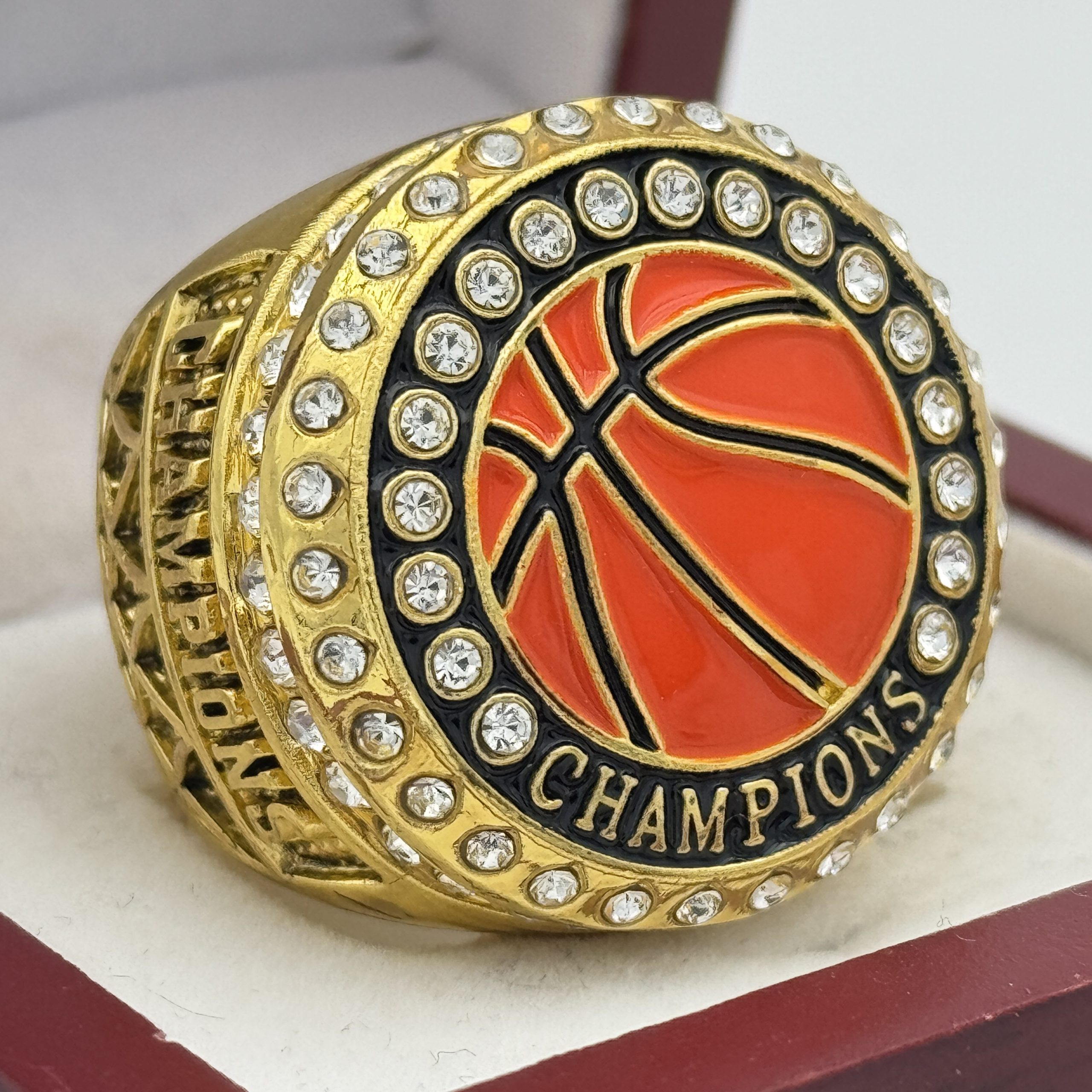 IMG_5495 BASKETBALL CHAMPION RING --- GOLD, PAINTED BALL (Item #52-72) - Image 1