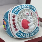 EASTER BUNNY CHAMPION RING --- WHITE BODY, PINK STONES (ITEM #36-64)