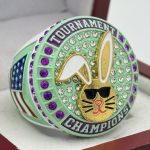 5 STAR EASTER BUNNY CHAMPION RING --- WHITE BODY, PURPLE STONES (ITEM #36-72)