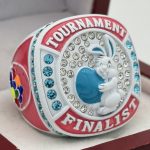 EASTER BUNNY FINALIST RING --- WHITE BODY, BLUE STONES (ITEM #36-73)