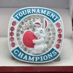 EASTER BUNNY CHAMPION RING --- WHITE BODY, PINK STONES (ITEM #36-64) - Image 3