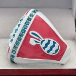 EASTER BUNNY CHAMPION RING --- WHITE BODY, BLUE STONES (ITEM #36-76) - Image 2