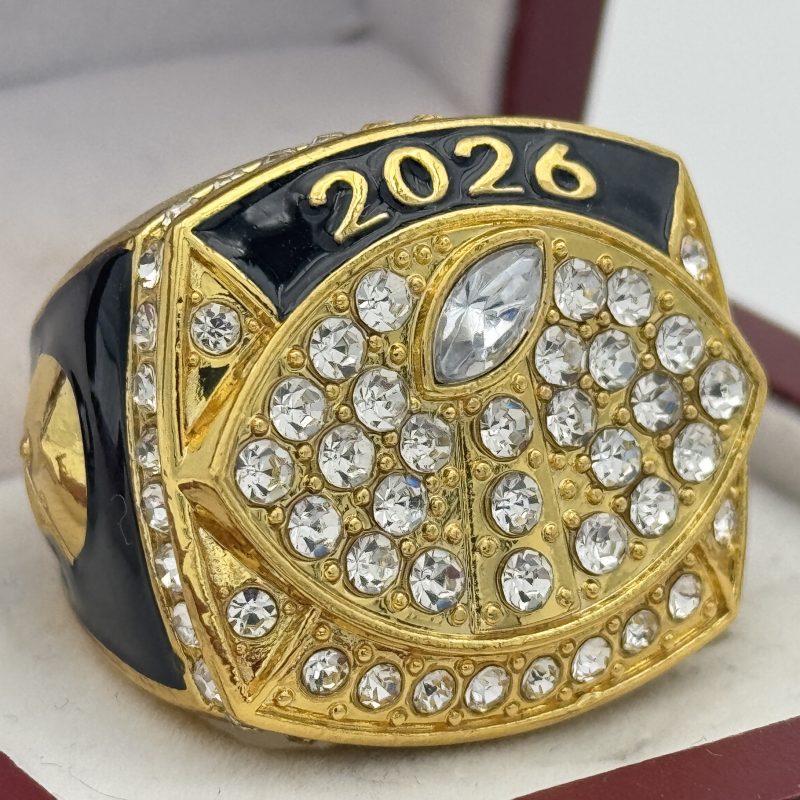 flashy 2026 football ring with gold, black and silver colors