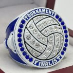 VOLLEYBALL FINALIST RING --- WHITE BODY, BLUE STONES (Item #56-53)