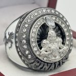 ELITE FOOTBALL FINALIST RING --- GUN METAL BODY, CLEAR STONES (Item #51-09)
