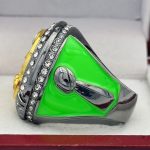 ELITE FOOTBALL CHAMPION RING --- GUN METAL BODY, GREEN STONES (Item #51-16) - Image 2