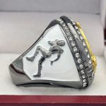 ELITE FOOTBALL CHAMPION RING --- GUN METAL BODY, CLEAR STONES (Item #51-12) - Image 4