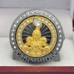 ELITE FOOTBALL CHAMPION RING --- GUN METAL BODY, CLEAR STONES (Item #51-12) - Image 3