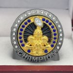 ELITE FOOTBALL CHAMPION RING --- GUN METAL BODY, BLUE STONES (Item #51-08) - Image 3