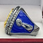 ELITE FOOTBALL CHAMPION RING --- GUN METAL BODY, BLUE STONES (Item #51-08) - Image 2