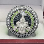 ELITE FOOTBALL FINALIST RING --- GUN METAL BODY, GREEN STONES (Item #51-13) - Image 3