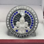 ELITE FOOTBALL FINALIST RING --- GUN METAL BODY, BLUE STONES (Item #51-05) - Image 3