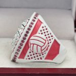 VOLLEYBALL CHAMPION RING --- WHITE BODY, PINK STONES (Item #56-52) - Image 2