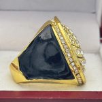 CUSTOMIZABLE VOLLEYBALL PARTICIPATION RING --- GOLD BODY, CLEAR STONES (Item #58-48) - Image 4