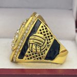 CUSTOMIZABLE VOLLEYBALL PARTICIPATION RING --- GOLD BODY, CLEAR STONES (Item #58-48) - Image 2
