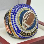 JUMBO FOOTBALL CHAMPION RING --- BLUE BACKGROUND, BLUE STONES (Item # 51-04)