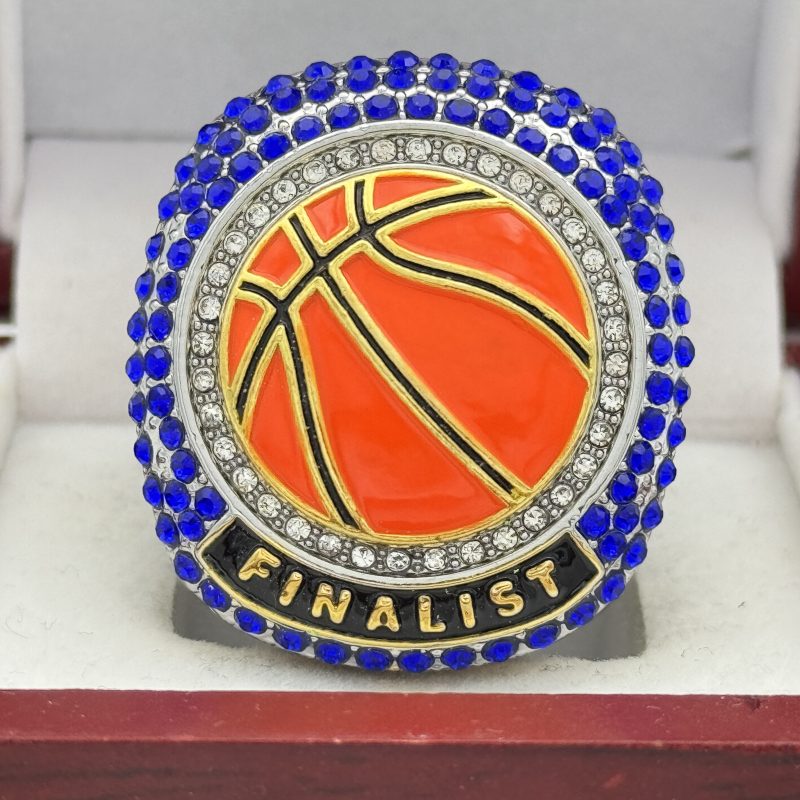 youth basketball finalist ring with blue and silver gems