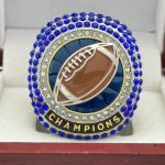JUMBO FOOTBALL CHAMPION RING --- BLUE BACKGROUND, BLUE STONES (Item # 51-04) - Image 3