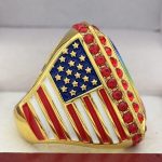 SQUARE ADD YOUR LOGO RING --- GOLD BODY, RED STONES (Item #58-224) - Image 4